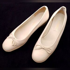 Leather Wedge Woven High Heel Shoes SZ 40 with Tie Bow Women's